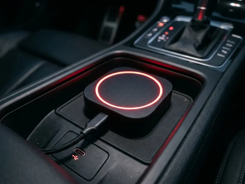 USB portuna bağlı kompakt araç içi Smart Box multimedya modülü temsili görseli